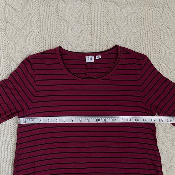 🌼2 for $20🌼 Gap Burgundy Black Striped Long Sleeve T-Shirt Dress - Picture 4 of 7